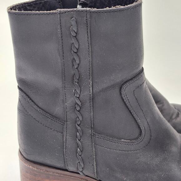 Zodiac Leather Block Heel Black Western Boho Side Zip Boots Womens 9 S0058 - Picture 2 of 10